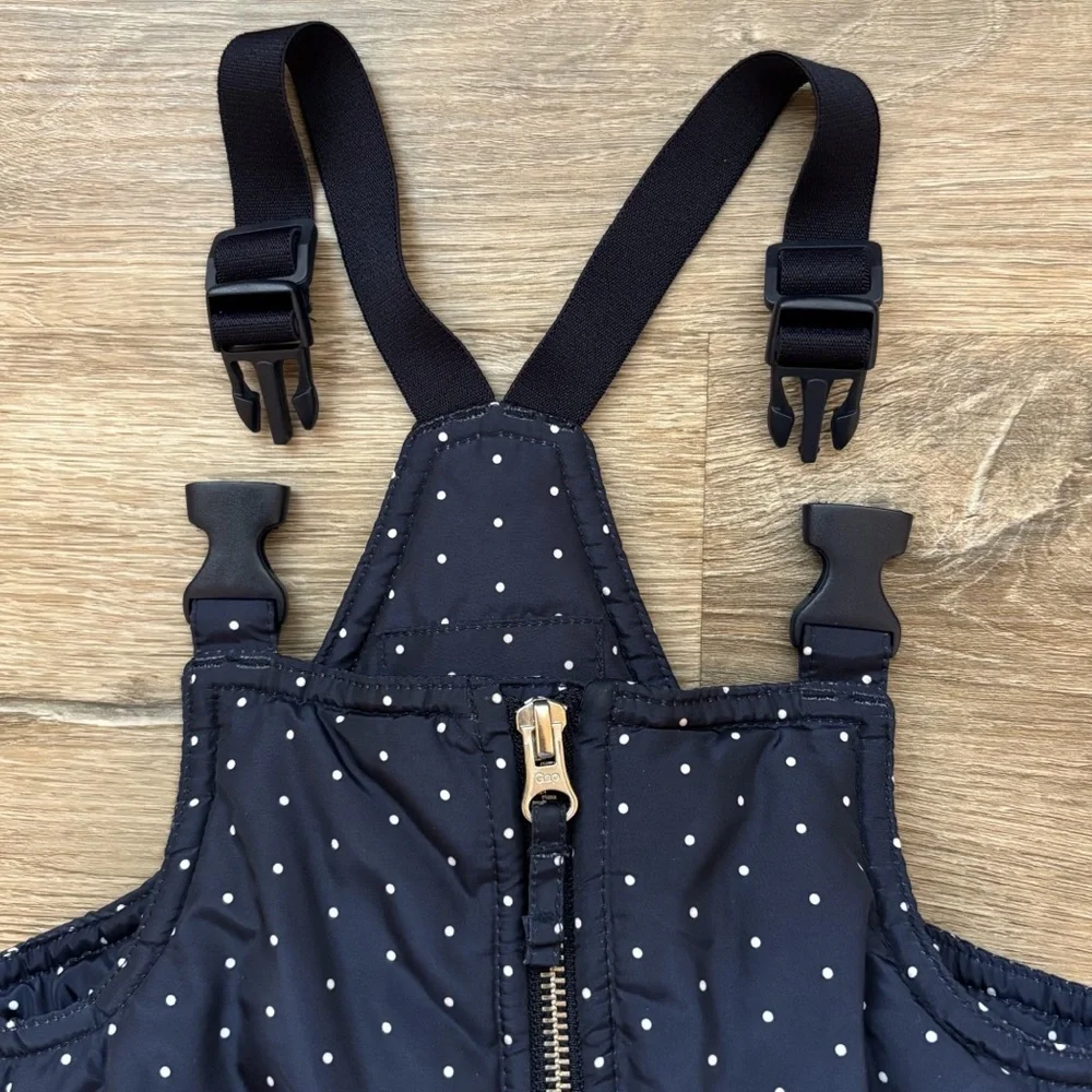 Gap Girl's Snow Bib Overalls Navy with Polka Dots Size 3 Years Toddler